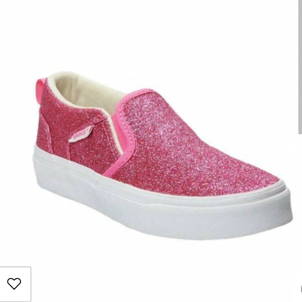 Pink glitter van slip-ons